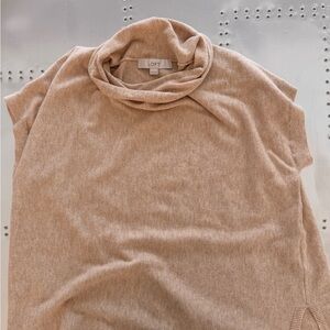 LOFT Tan Cowl Neck Short Sleeve Knit Tunic
